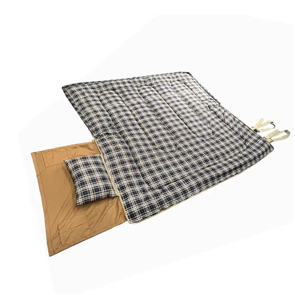 3-Season Flannel Sleeping Bag - Waterproof, Pillow, Warm Envelope Design