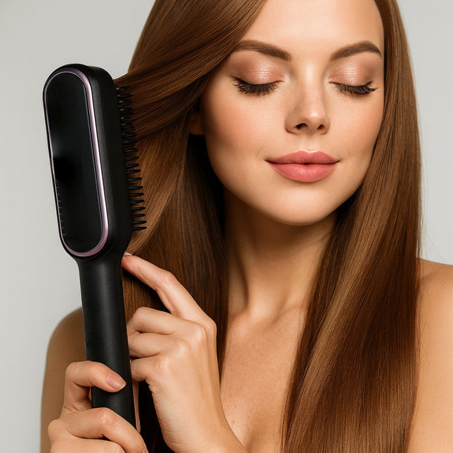 Electric Hot Comb - Hair Straightening Brush, Heated Styling Tool, PBT