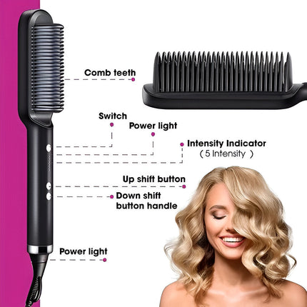Electric Hot Comb - Hair Straightening Brush, Heated Styling Tool, PBT