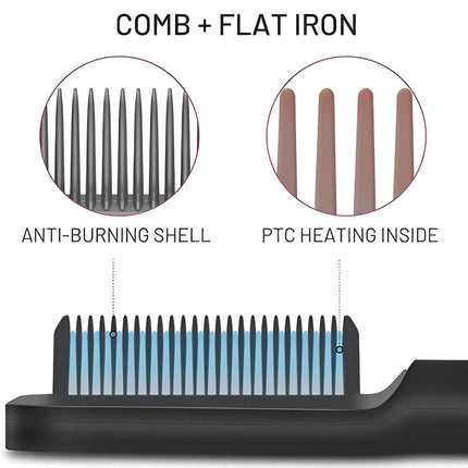 Electric Hot Comb - Hair Straightening Brush, Heated Styling Tool, PBT