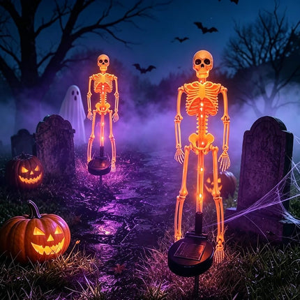 Solar Skeleton Stake Lights - Halloween Outdoor Pathway and Garden Decor