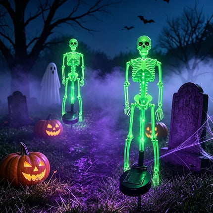 Solar Skeleton Stake Lights - Halloween Outdoor Pathway and Garden Decor