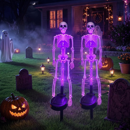 Solar Skeleton Stake Lights - Halloween Outdoor Pathway and Garden Decor