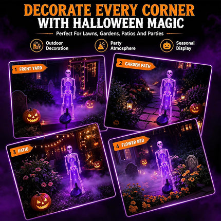 Solar Skeleton Stake Lights - Halloween Outdoor Pathway and Garden Decor