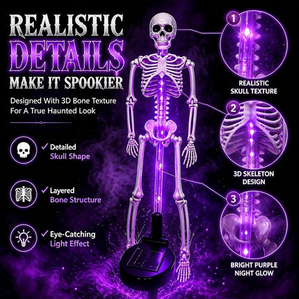 Solar Skeleton Stake Lights - Halloween Outdoor Pathway and Garden Decor