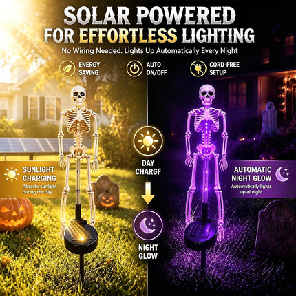 Solar Skeleton Stake Lights - Halloween Outdoor Pathway and Garden Decor