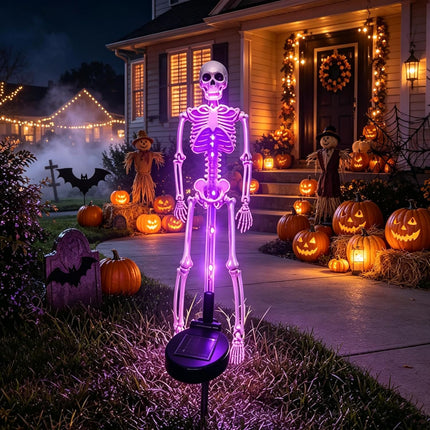 Solar Skeleton Stake Lights - Halloween Outdoor Pathway and Garden Decor