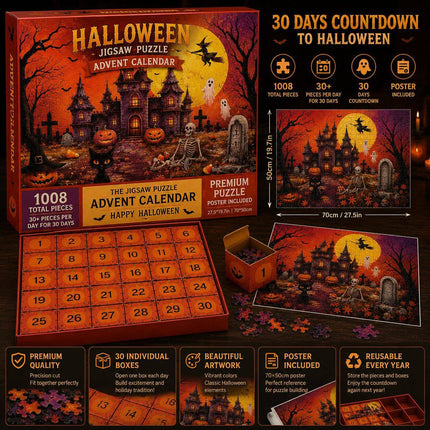 Halloween Advent Calendar Puzzle - 1,008-Piece Haunted Castle Countdown