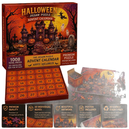 Halloween Advent Calendar Puzzle - 1,008-Piece Haunted Castle Countdown