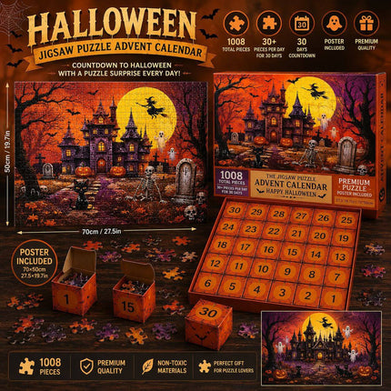 Halloween Advent Calendar Puzzle - 1,008-Piece Haunted Castle Countdown