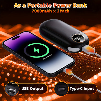 Aluminum Hand Warmer - Reusable Metal Dual Pack, USB Rechargeable Set