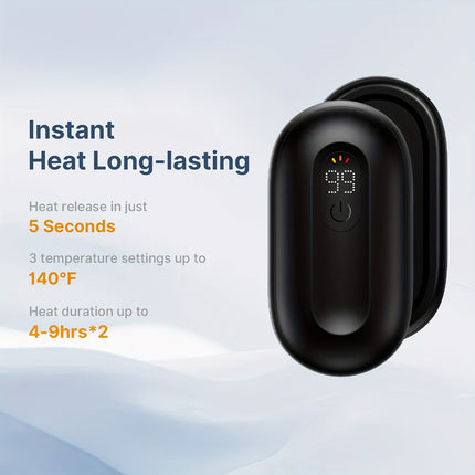 Magnetic Hand Warmer - 2-in-1 Rechargeable, LED Display, 3 Heat Levels