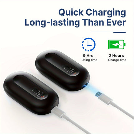 Magnetic Hand Warmer - 2-in-1 Rechargeable, LED Display, 3 Heat Levels