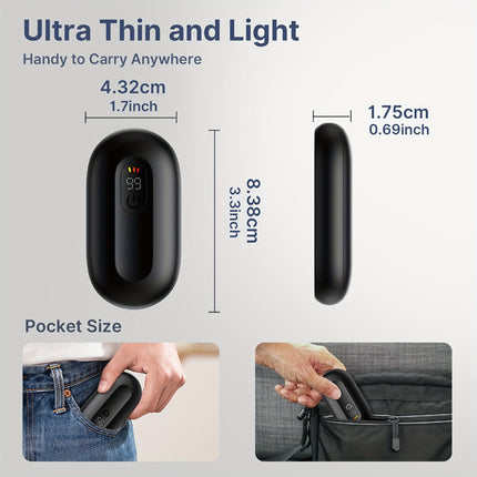Magnetic Hand Warmer - 2-in-1 Rechargeable, LED Display, 3 Heat Levels