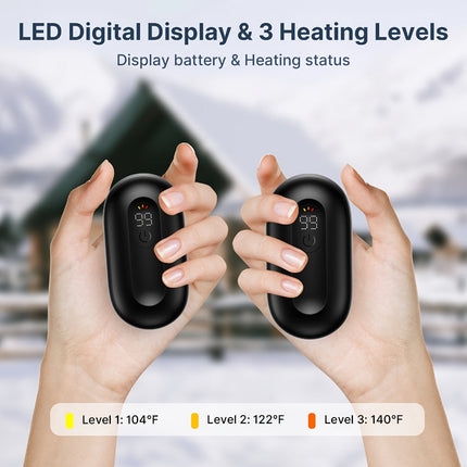 Magnetic Hand Warmer - 2-in-1 Rechargeable, LED Display, 3 Heat Levels