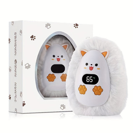 Plush LCD Hand Warmer - 3 Heat Settings, USB Rechargeable, Soft Touch