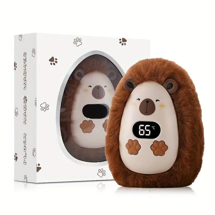 Plush LCD Hand Warmer - 3 Heat Settings, USB Rechargeable, Soft Touch