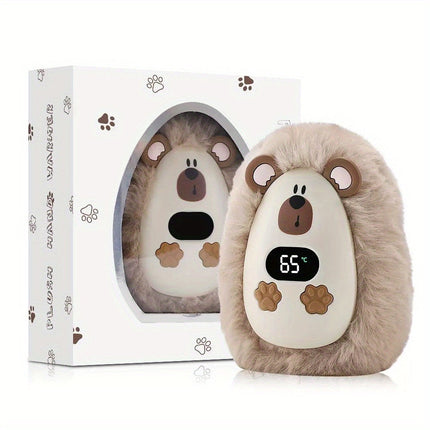 Plush LCD Hand Warmer - 3 Heat Settings, USB Rechargeable, Soft Touch