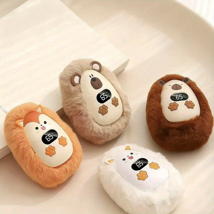 Plush LCD Hand Warmer - 3 Heat Settings, USB Rechargeable, Soft Touch