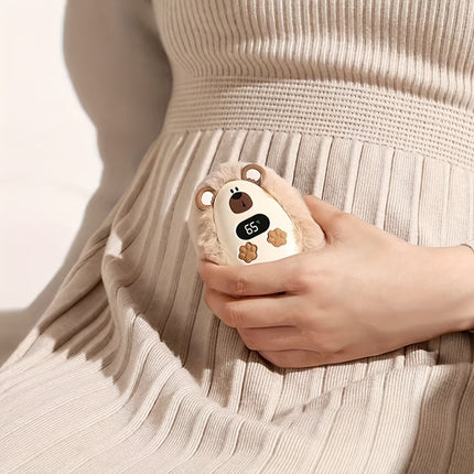 Plush LCD Hand Warmer - 3 Heat Settings, USB Rechargeable, Soft Touch