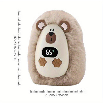 Plush LCD Hand Warmer - 3 Heat Settings, USB Rechargeable, Soft Touch
