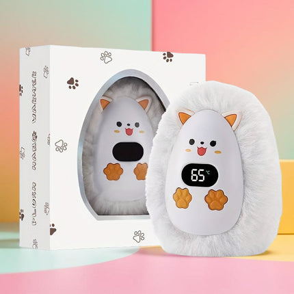 Plush LCD Hand Warmer - 3 Heat Settings, USB Rechargeable, Soft Touch