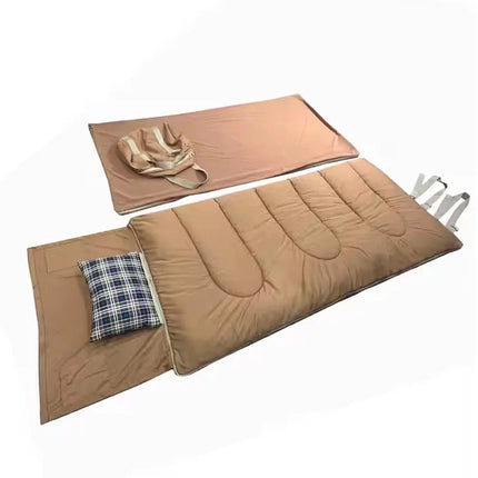 3-Season Flannel Sleeping Bag - Waterproof, Pillow, Warm Envelope Design