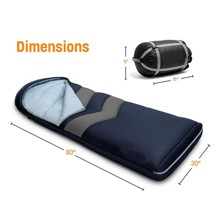 Sleeping Bag for Adults - 3-Season, Built-In Pad & Pillow, Backpacking