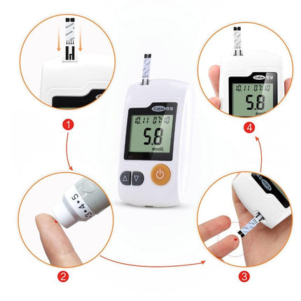 Blood Glucose Meter - 100 Test Strips, Lancets, Fast At-Home Readings