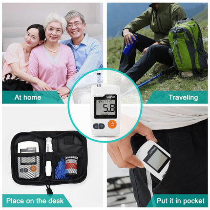 Blood Glucose Meter - 100 Test Strips, Lancets, Fast At-Home Readings