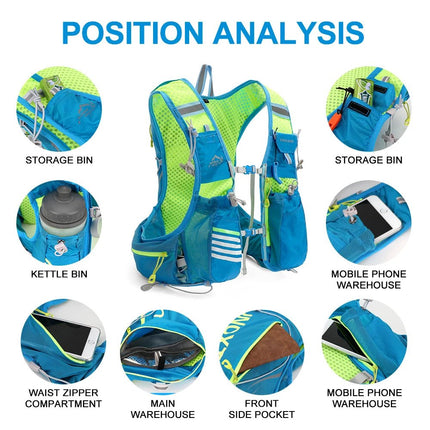 Hydration Pack - 8L Capacity, 1.5L Bladder, Lightweight Running Design