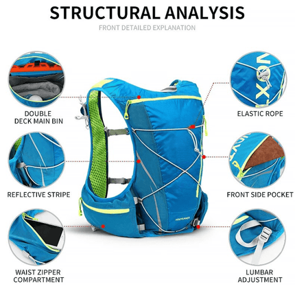 Hydration Pack - 8L Capacity, 1.5L Bladder, Lightweight Running Design