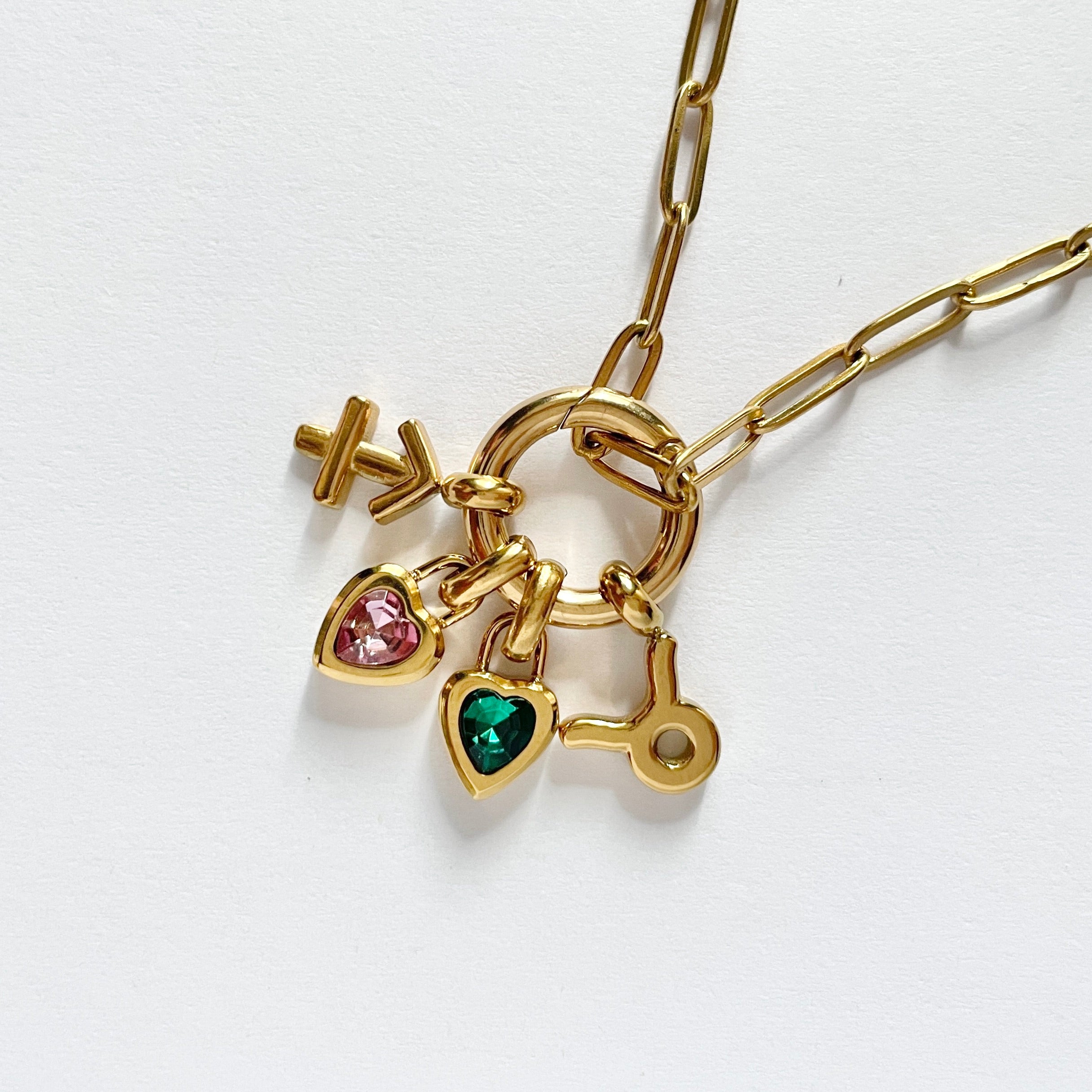 Heart-Shape Birthstone & Zodiac Sign charm necklace / bracelet