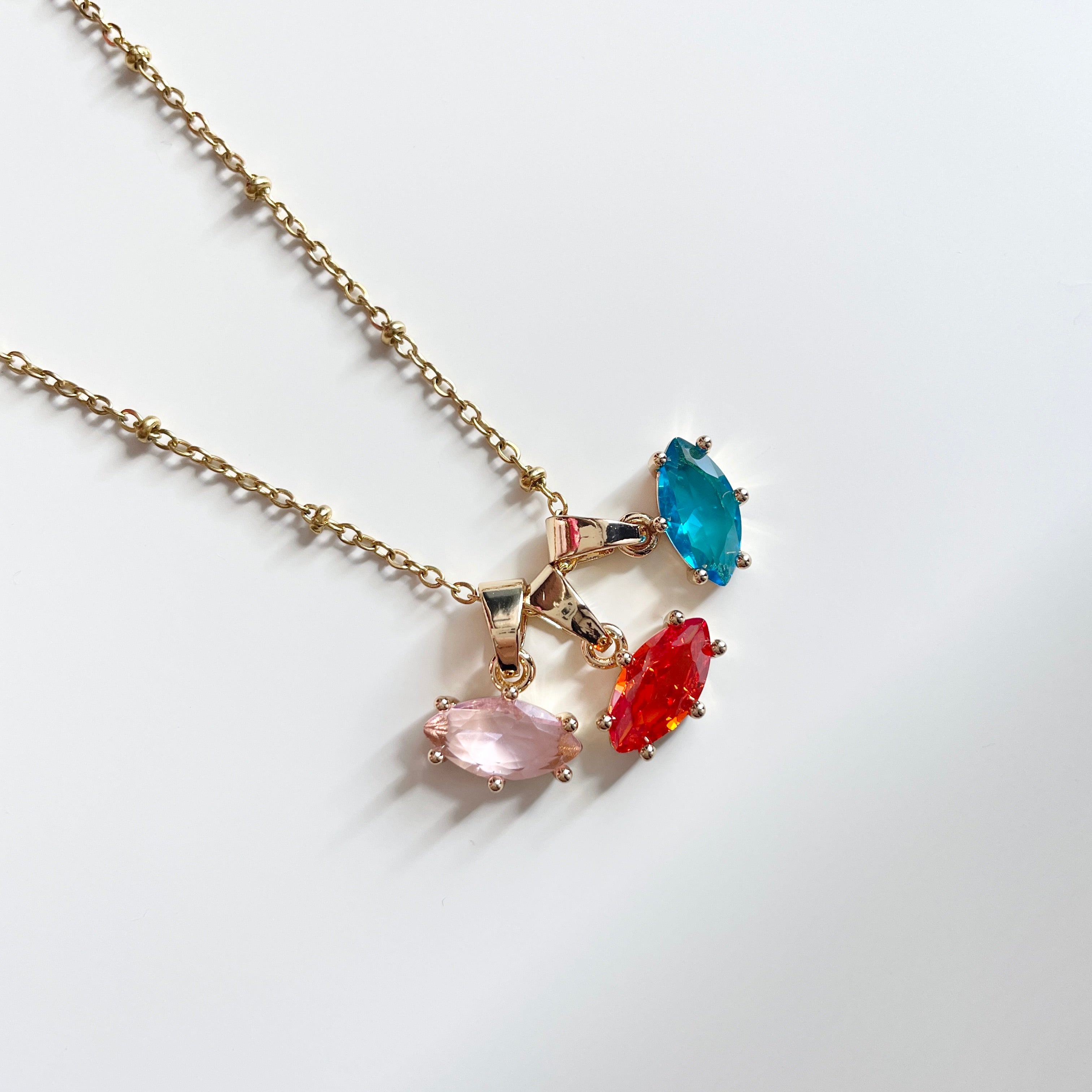 Eye-Shape Birthstone & Zodiac Sign charm necklace / bracelet
