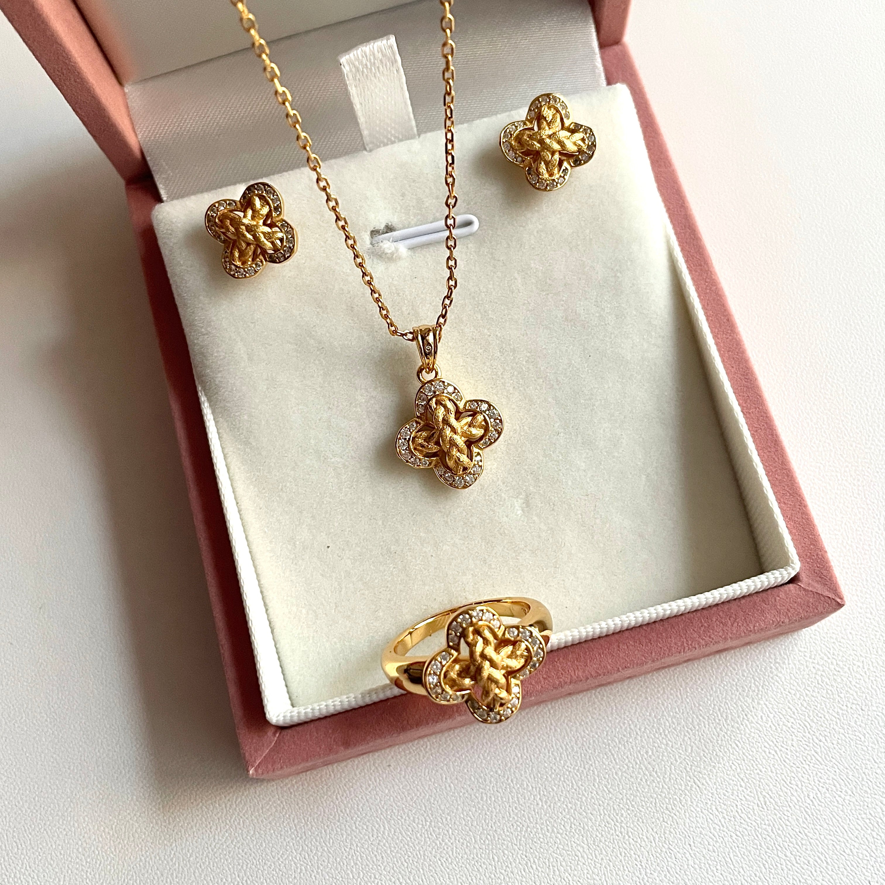 Scintilla Knitted Earrings, Necklace & Ring