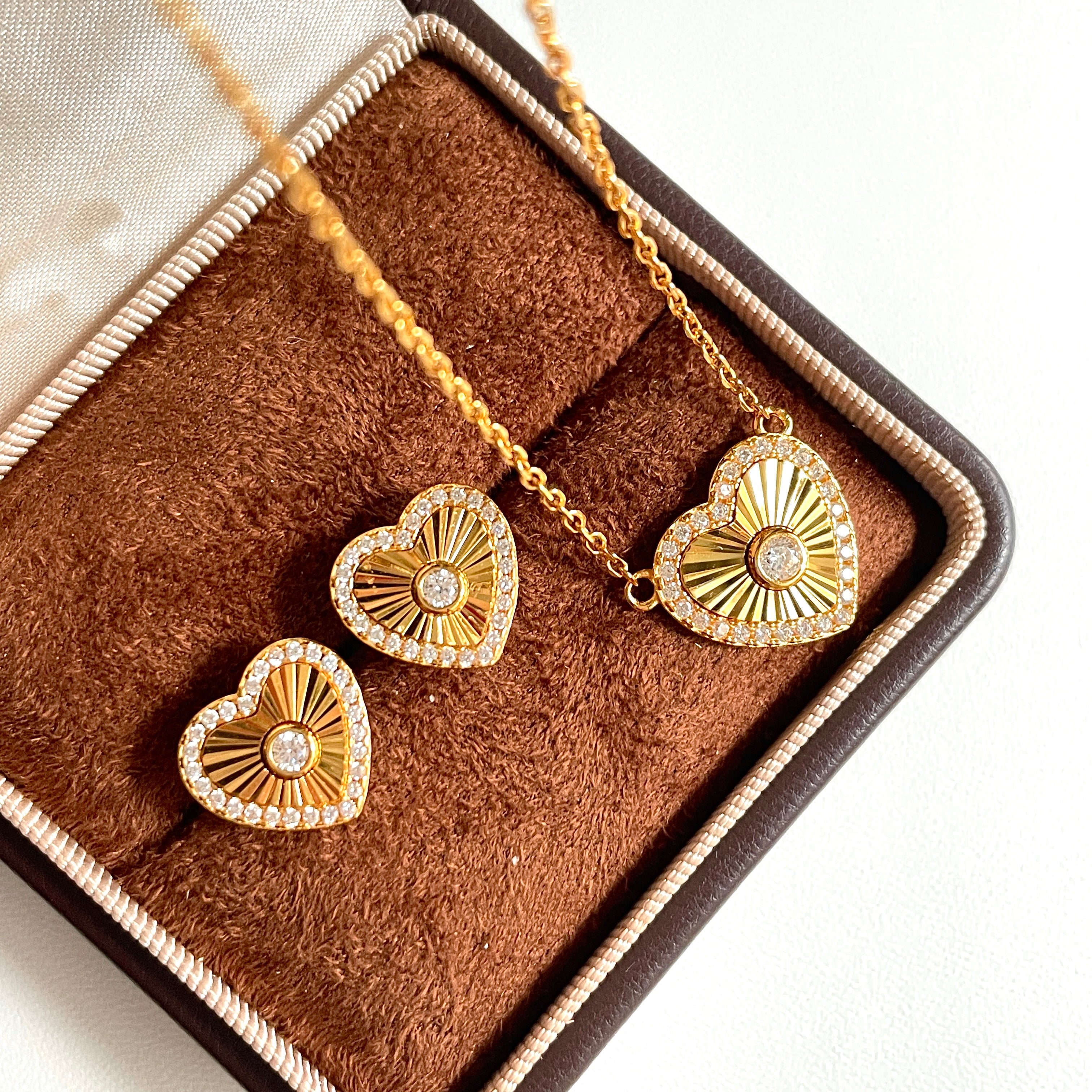 Heart Stud Earrings & Necklace