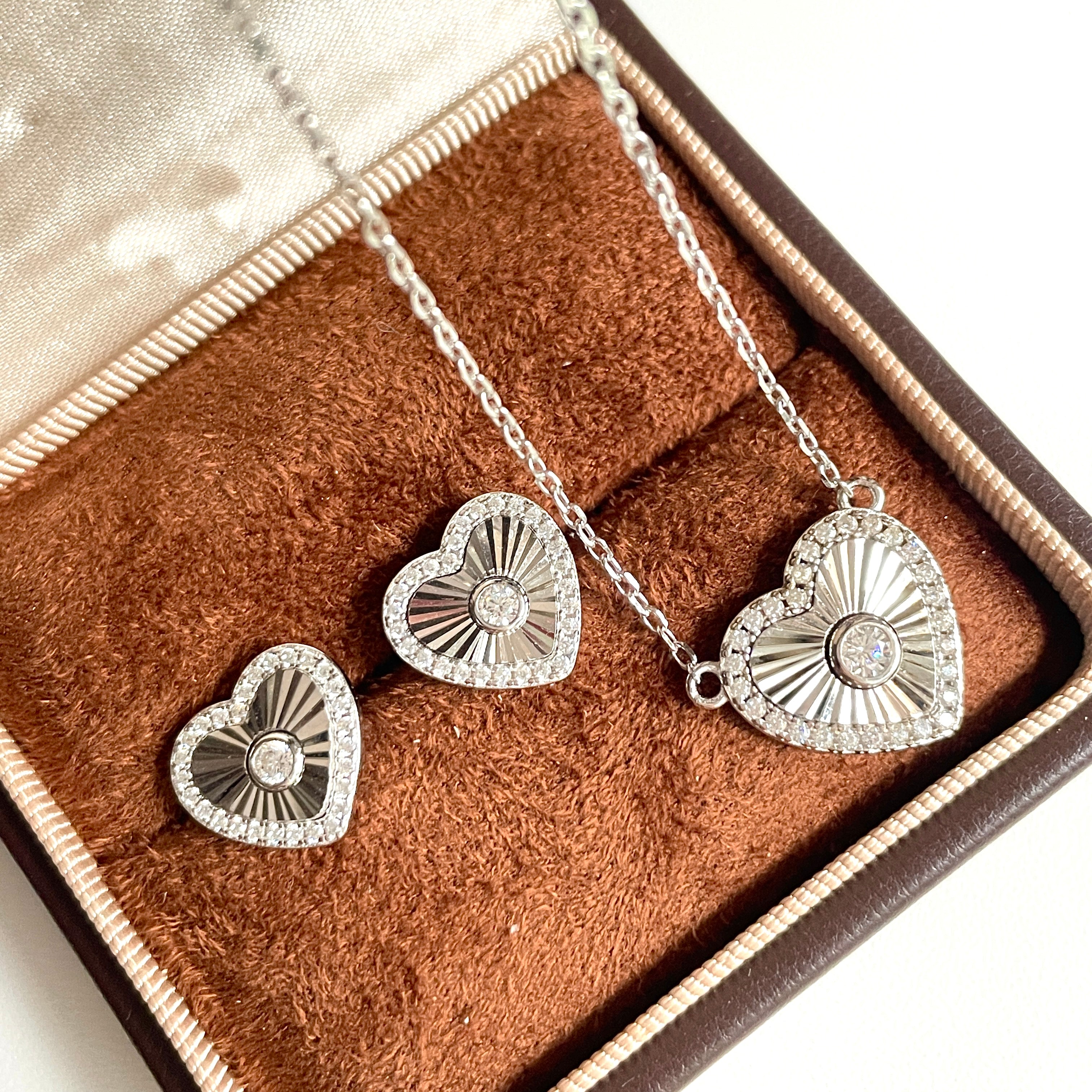 Heart Stud Earrings & Necklace