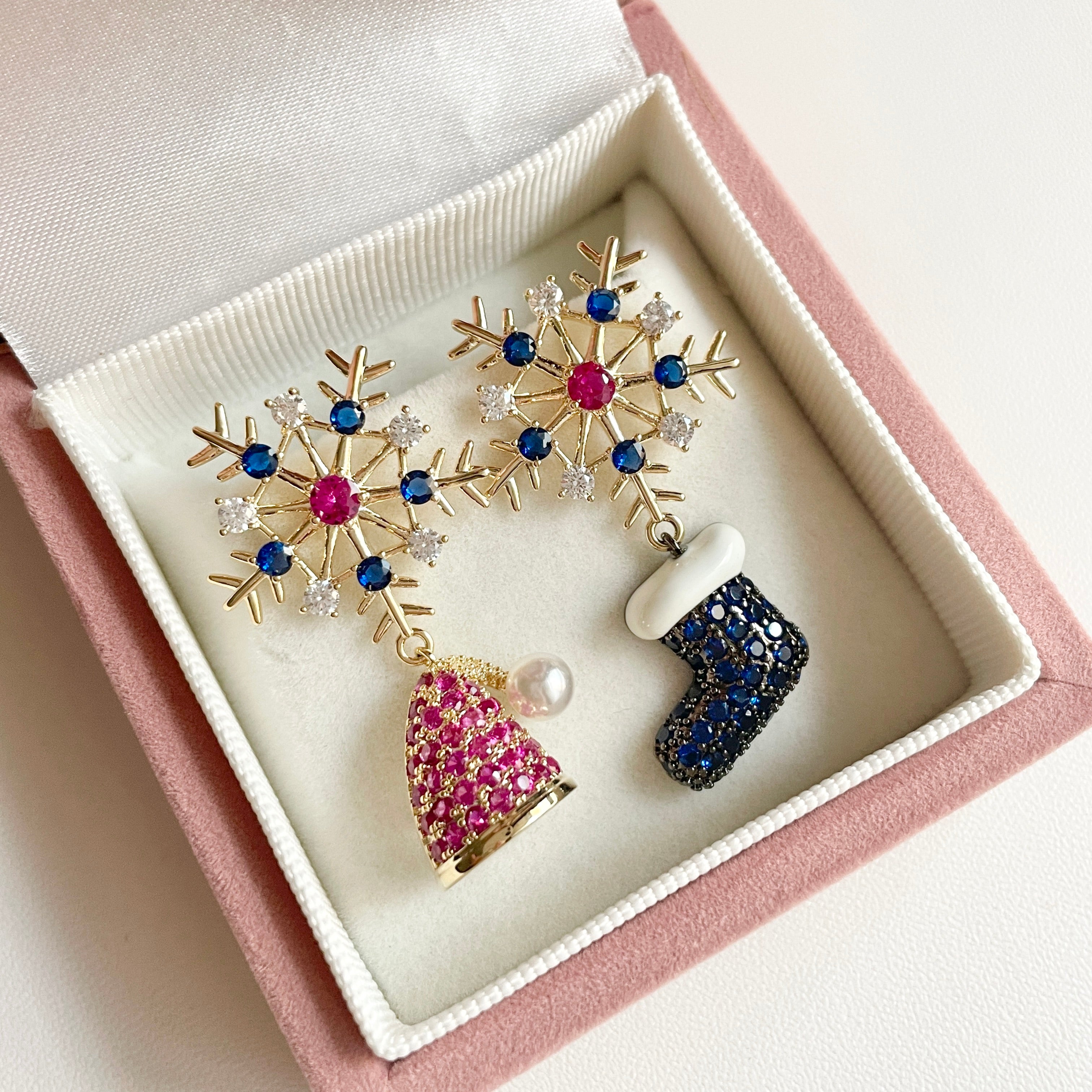 Christmas Set Colored Zircon Pedant Earrings