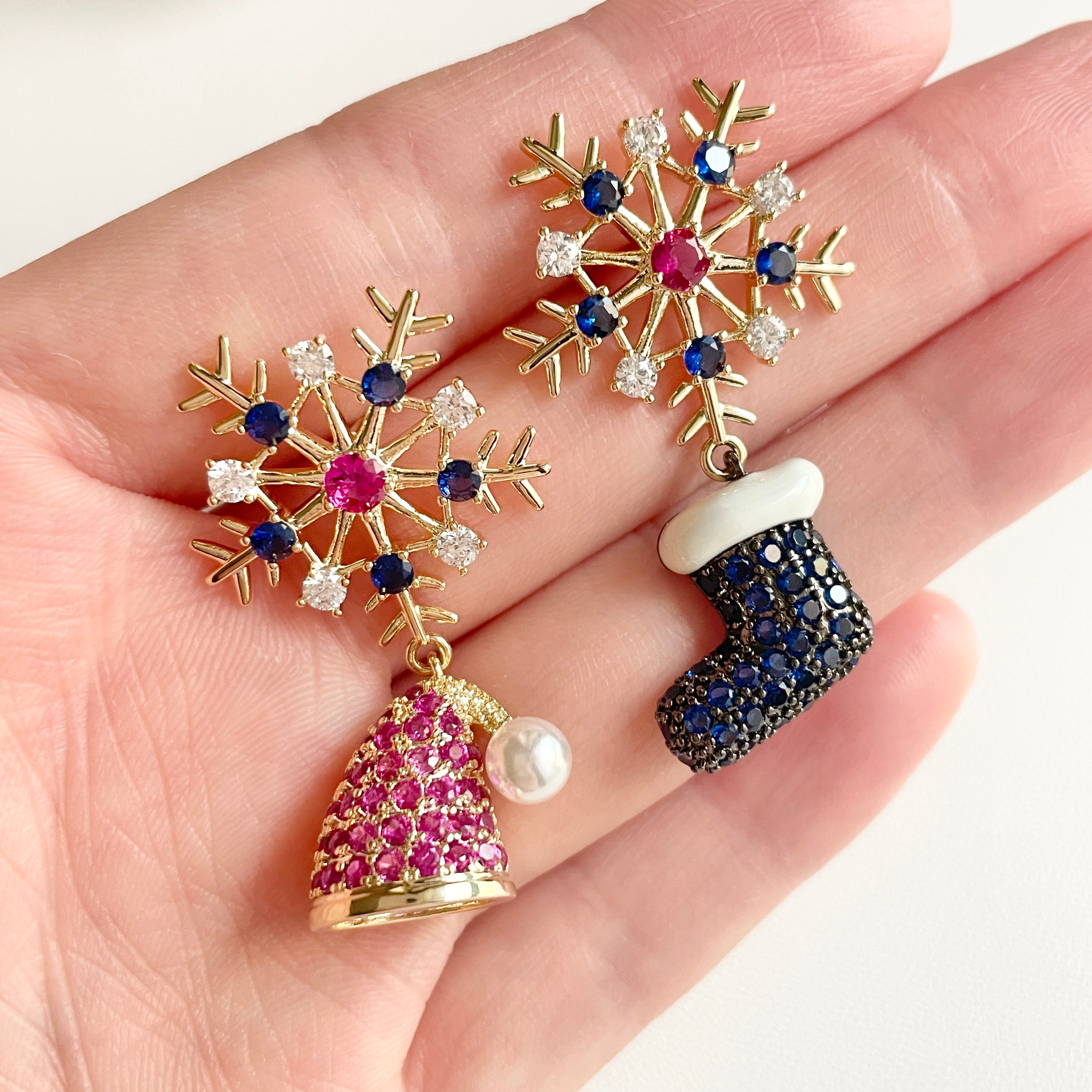 Christmas Set Colored Zircon Pedant Earrings