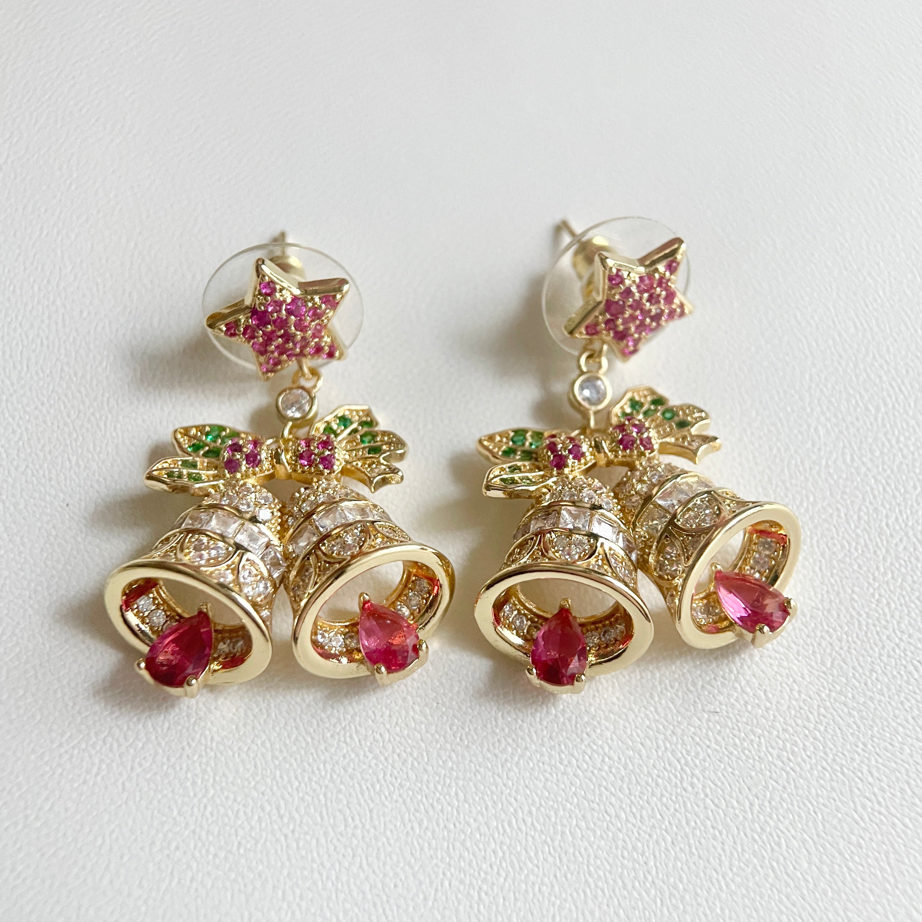Christmas Bell Colored Zircon Pedant Earrings