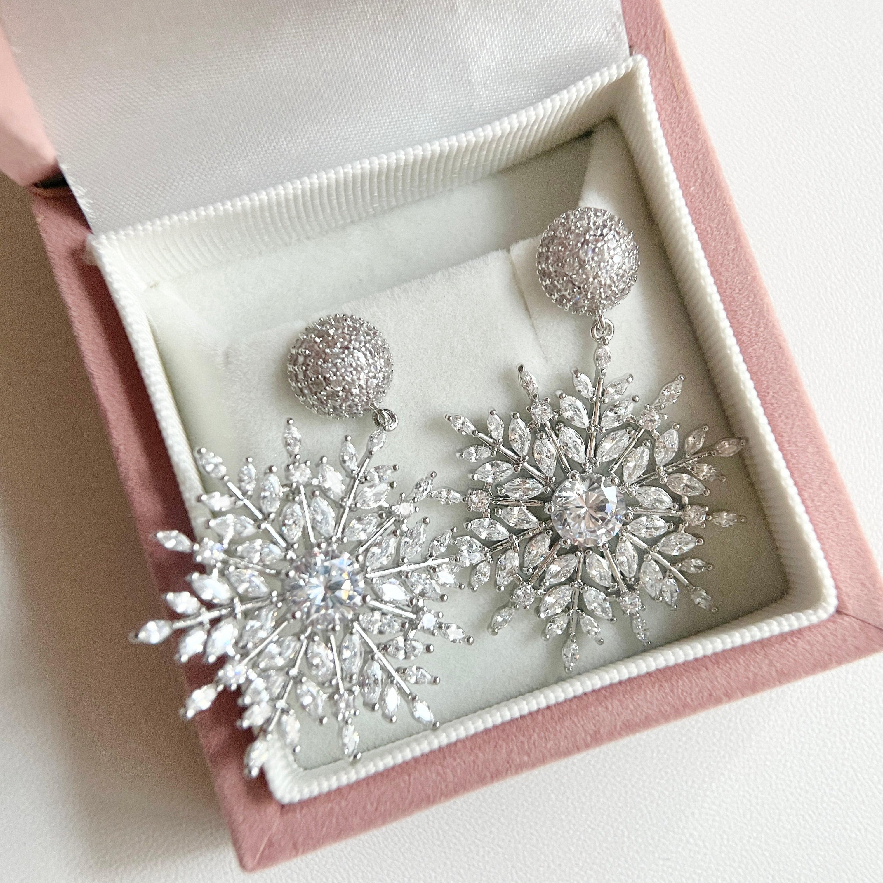 Snowflake Colored Zircon Pedant Earrings