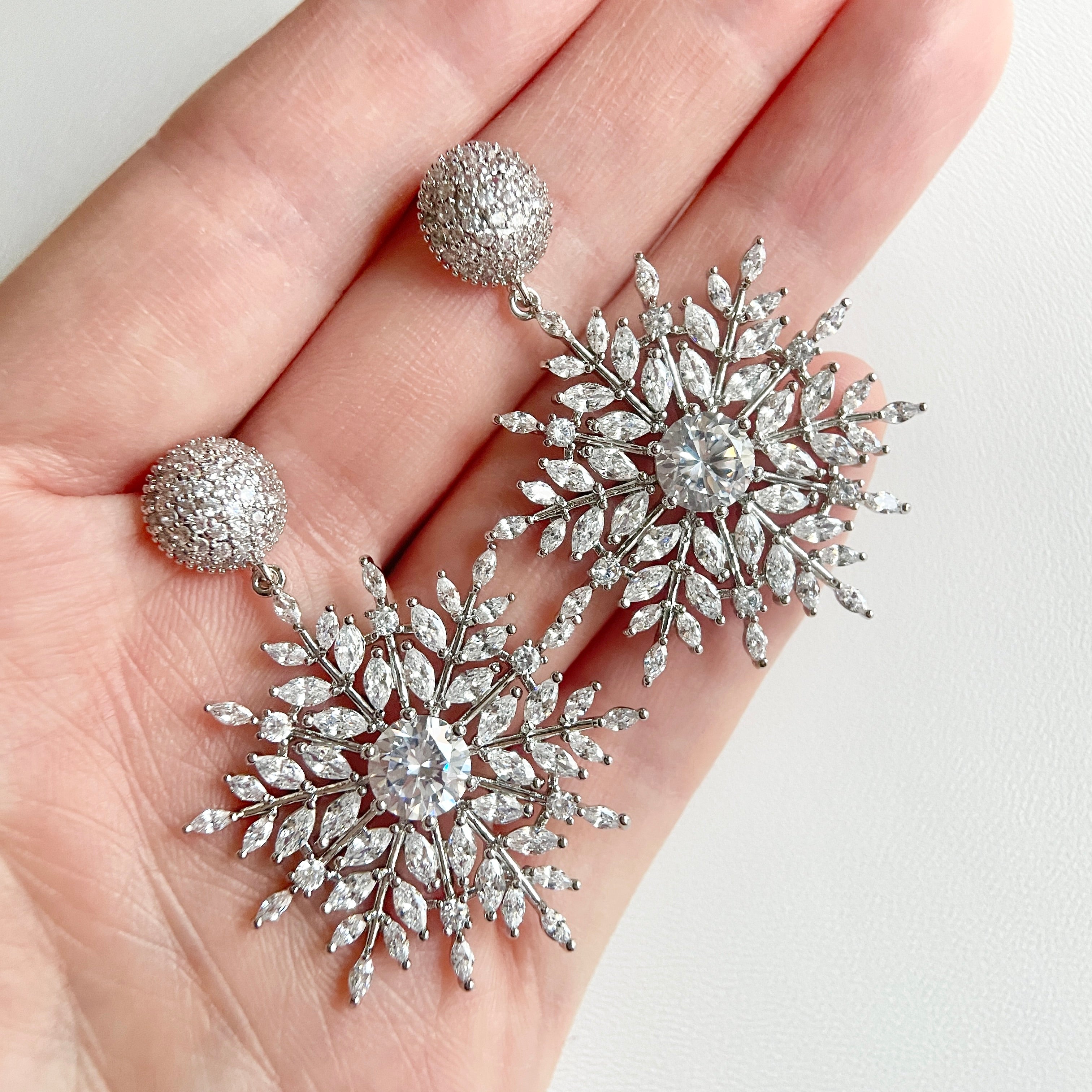 Snowflake Colored Zircon Pedant Earrings