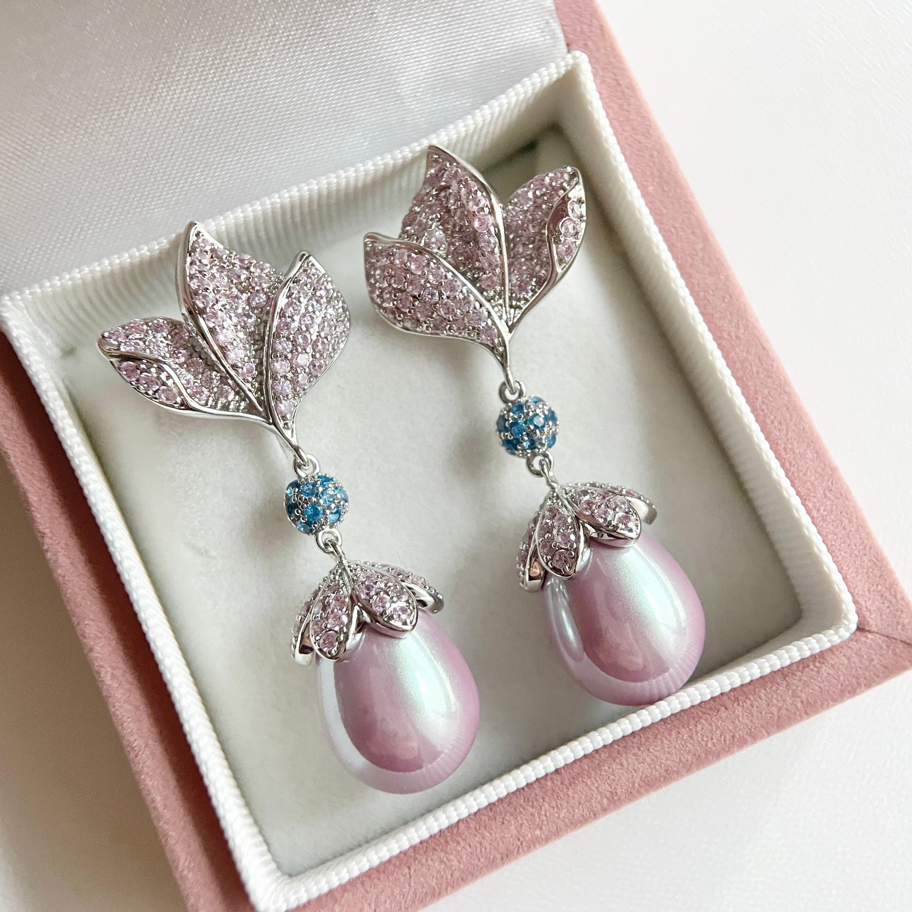 Lotus Colored Zircon Pedant Earrings