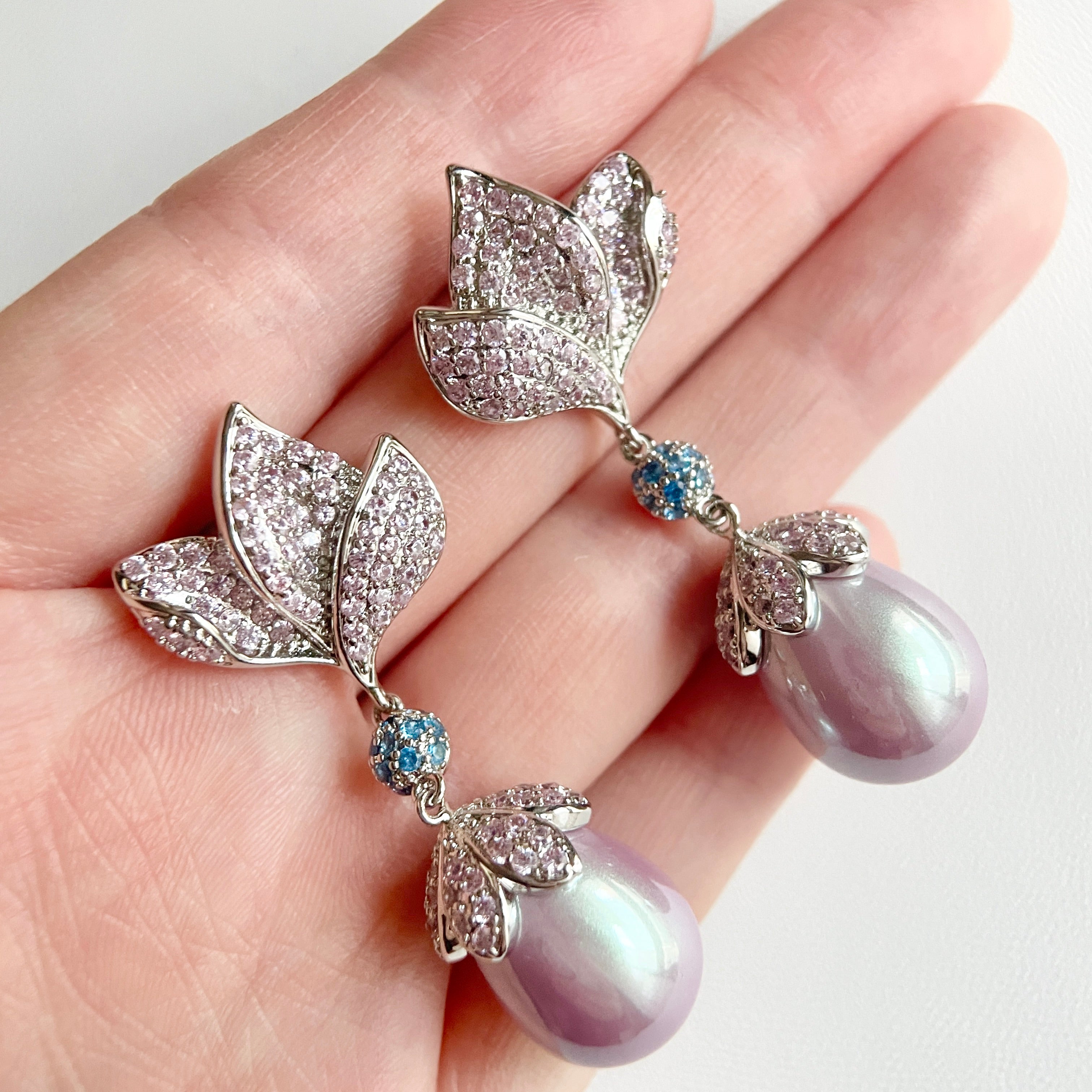 Lotus Colored Zircon Pedant Earrings