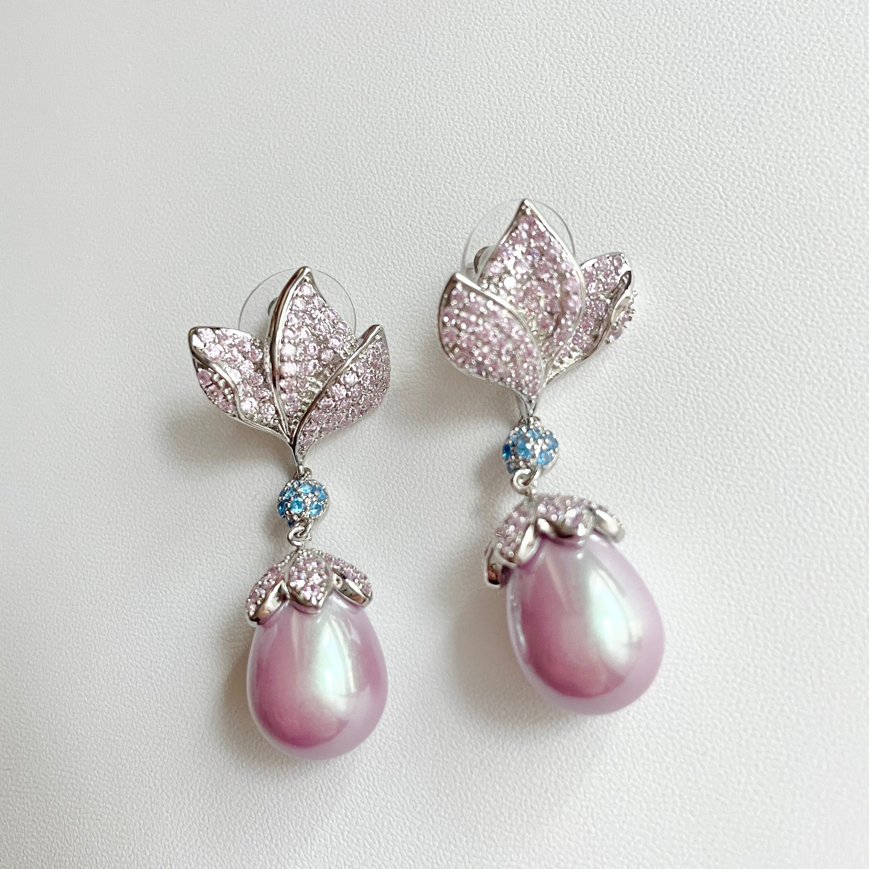 Lotus Colored Zircon Pedant Earrings