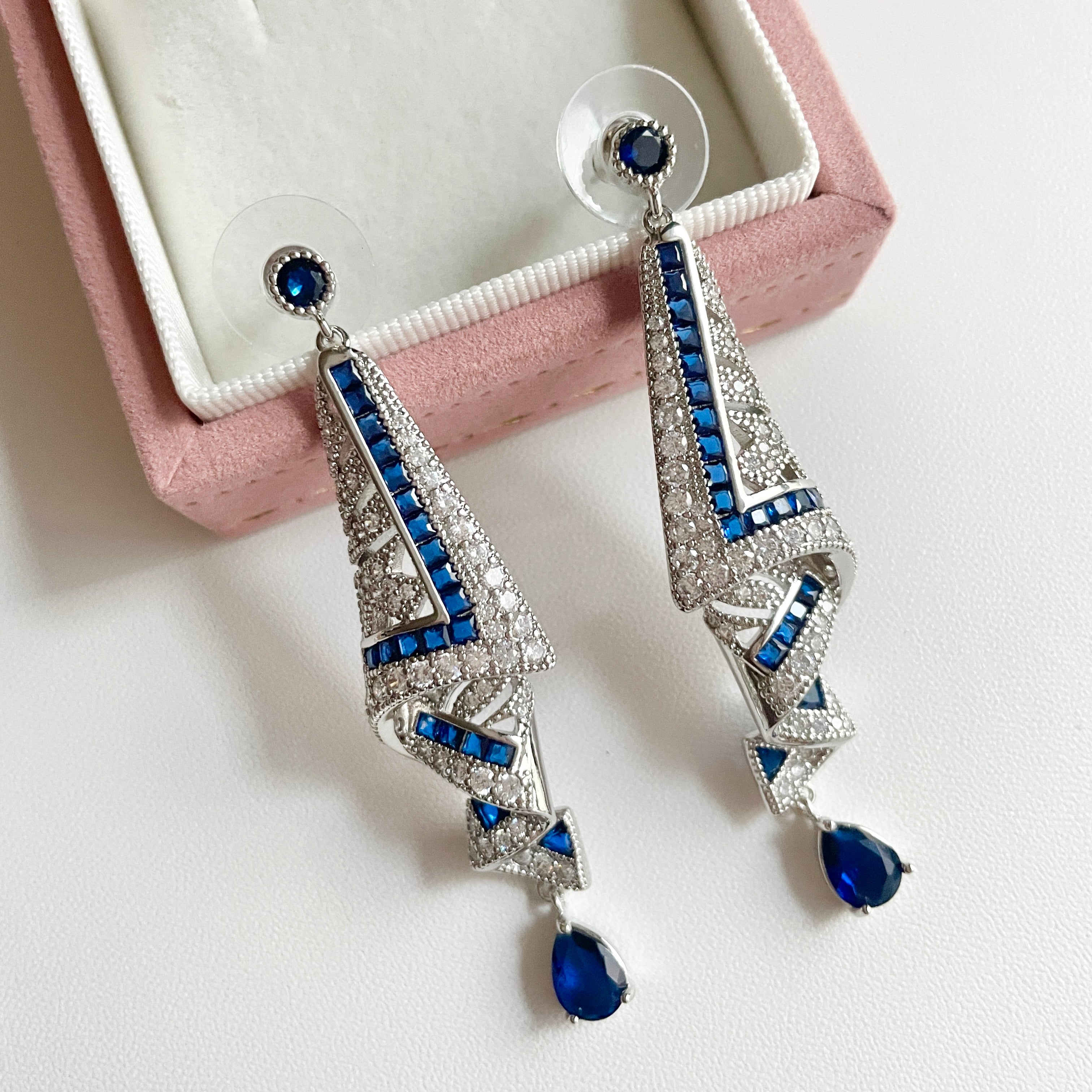 Silk Scarf Colored Zircon Pedant Earrings