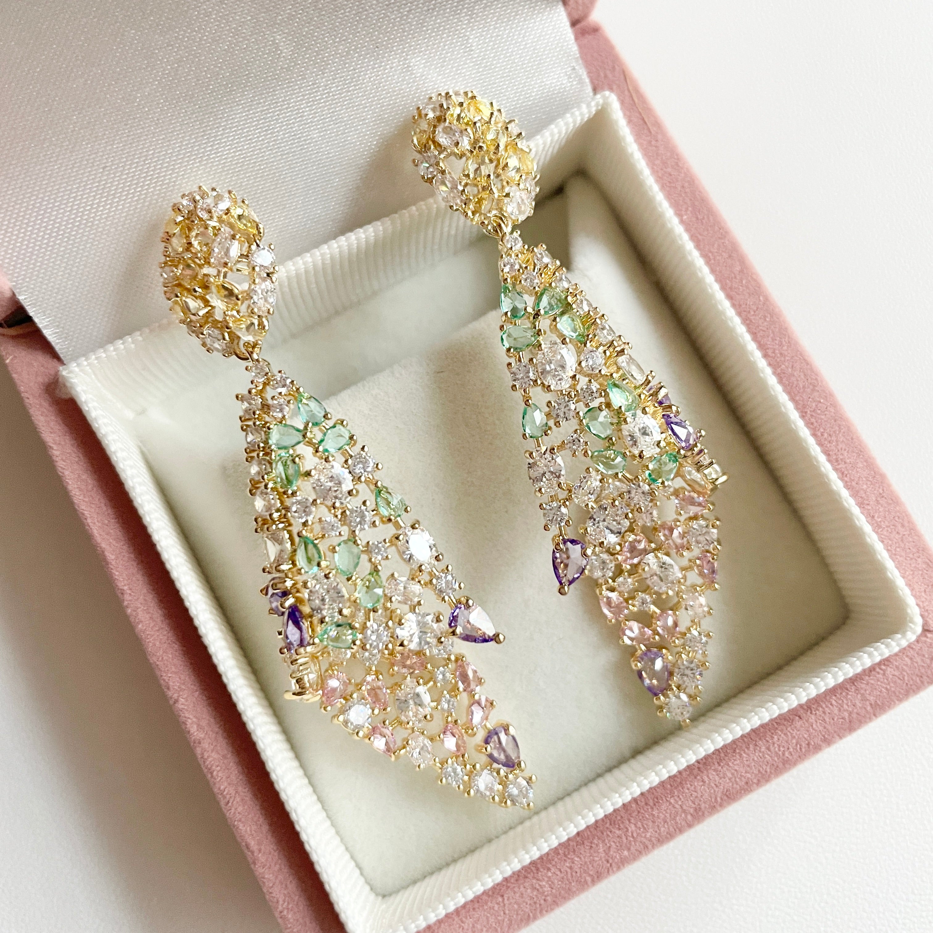 Silk Colored Zircon Pedant Earrings