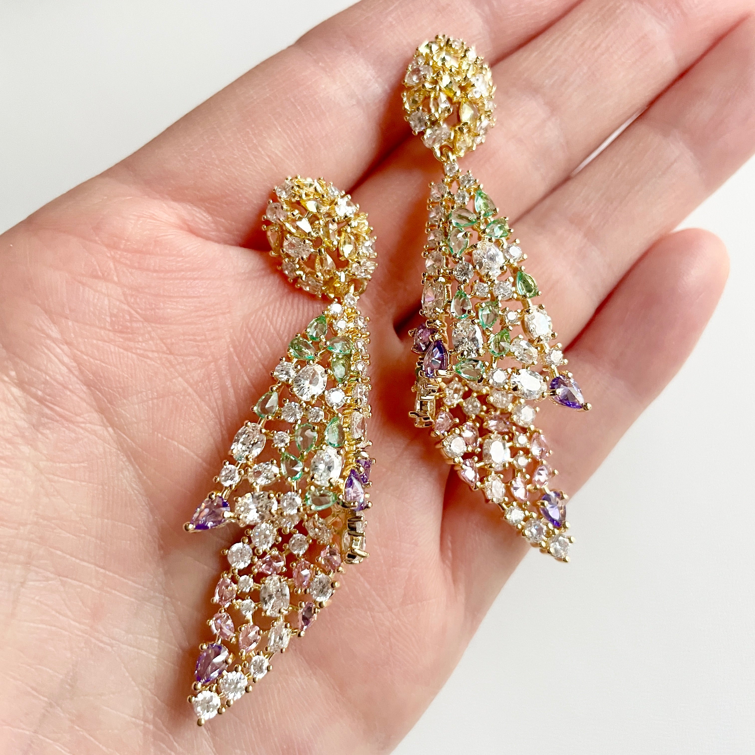 Silk Colored Zircon Pedant Earrings
