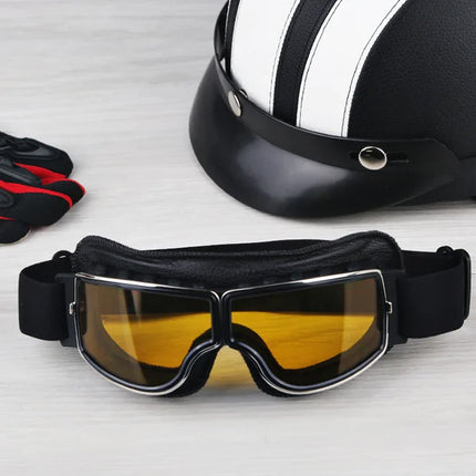 Vintage Motorcycle Goggles - Scratch-Resistant, UV Protection, Windproof