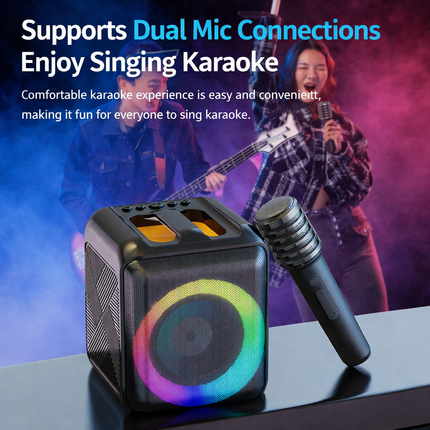 Bluetooth Karaoke Speaker - 200W Party Speaker with Tablet Holder & Mics
